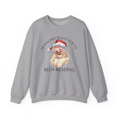 He Knows What You've Been Reading Christmas Sweatshirt