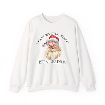 He Knows What You've Been Reading Christmas Sweatshirt