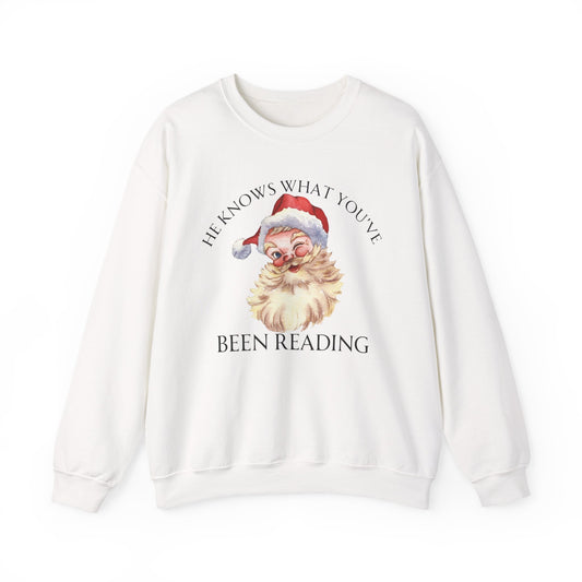 He Knows What You've Been Reading Christmas Sweatshirt