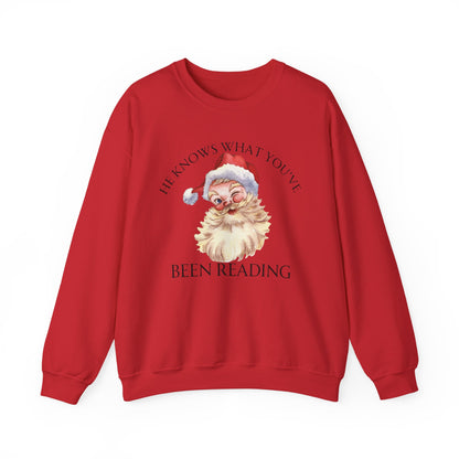 He Knows What You've Been Reading Christmas Sweatshirt