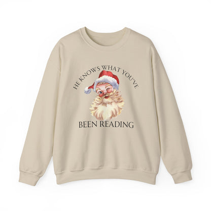 He Knows What You've Been Reading Christmas Sweatshirt
