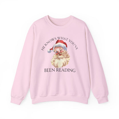 He Knows What You've Been Reading Christmas Sweatshirt